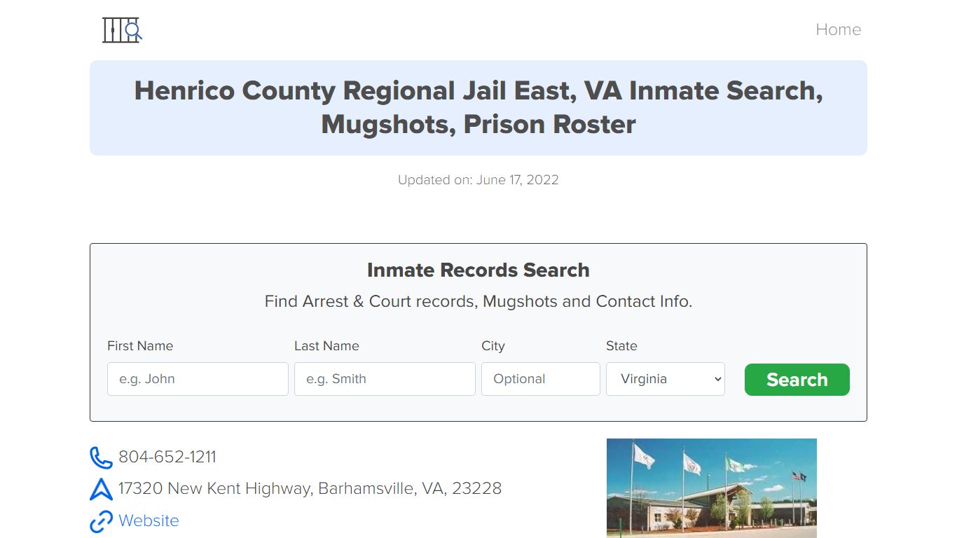 Henrico County Regional Jail East, VA Inmate Search ...